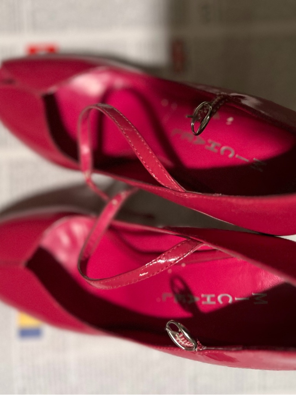 Michael Kors Hot Pink Patent Leather Peep-Toe Heels with Ankle Strap - Picture 4 of 6